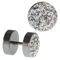 Load image into Gallery viewer, Fake Piercing Edelstahl weiß schimmernde Mini Zirkonia Steine 10 mm - chic - net.de
