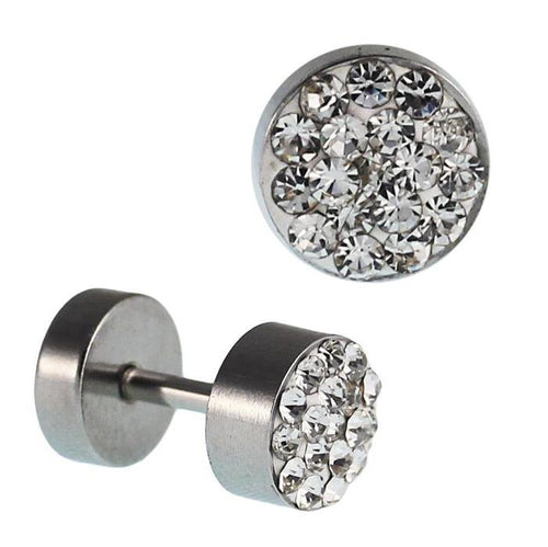 Fake Piercing Edelstahl weiß schimmernde Mini Zirkonia Steine 5 mm - chic - net.de