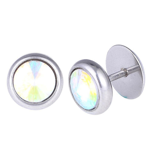 Fake Piercing Expander bunter Zirkonia Stein silberfarben Schraubverschluss Edelstahl - chic - net.de