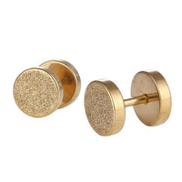 Load image into Gallery viewer, Fake Piercing Expander Glitzer Oberfläche goldfarben 9mm Schraubverschluss Edelstahl - chic - net.de

