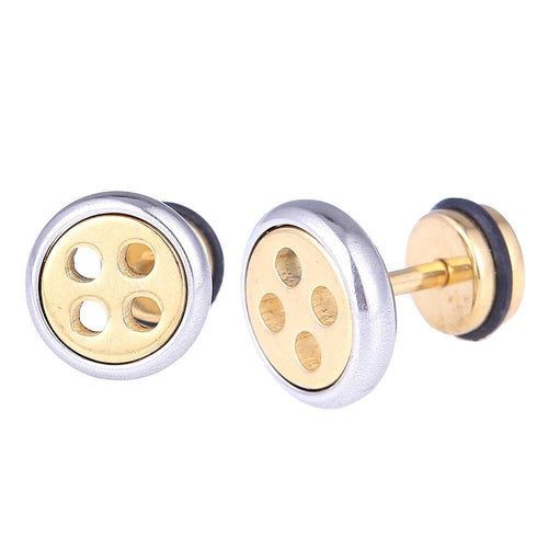 Fake Piercing Expander gold Farben Knopf silber Edelstahl Schaubverschluss - chic - net.de