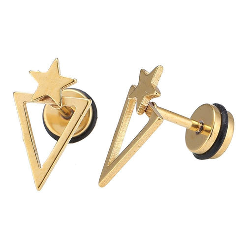 Fake Piercing Expander gold Farben spitzes Dreieck Stern Schaubverschluss Edelstahl - chic - net.de