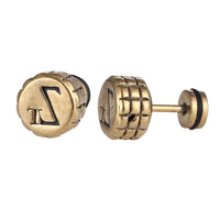 Cargar imagen en el visor de la galería, Fake Piercing Expander golden geriffelter Rand Buchstabe Z und T Schaubverschluss - chic - net.de
