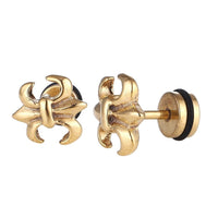 Load image into Gallery viewer, Fake Piercing Expander golden Schwertlilie Schaubverschluss Edelstahl - chic - net.de

