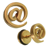 Load image into Gallery viewer, Fake Piercing Expander goldfarben @ Zeichen Schaubverschluss Edelstahl - chic - net.de
