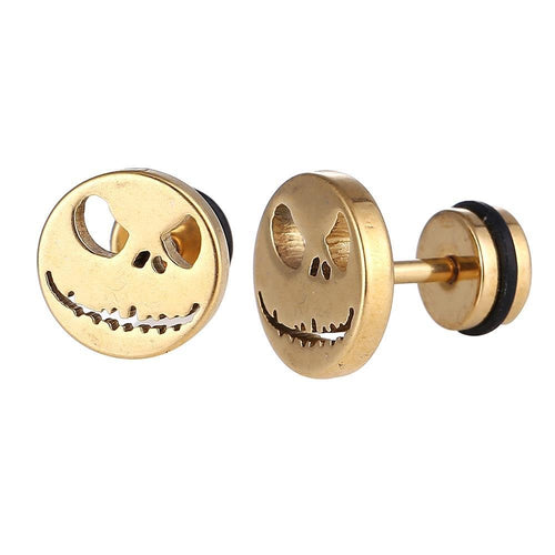 Fake Piercing Expander goldfarben Fratze Gesicht Schaubverschluss Edelstahl - chic - net.de