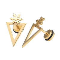 Load image into Gallery viewer, Fake Piercing Expander goldfarben spitzes Dreieck Schneeflocke Schaubverschluss Edelstahl - chic - net.de
