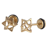 Load image into Gallery viewer, Fake Piercing Expander goldfarben Stern aus dreiecken 3D Schaubverschluss Edelstahl - chic - net.de
