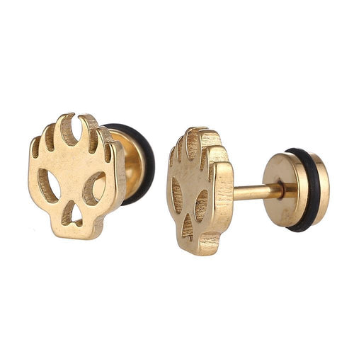 Fake Piercing Expander goldfarbenTotenkopf on Fire Schaubverschluss Edelstahl - chic - net.de