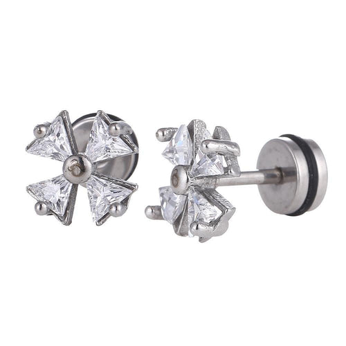 Fake Piercing Expander Kreuz Schleife Zirkonia weiß Schaubverschluss Edelstahl - chic - net.de