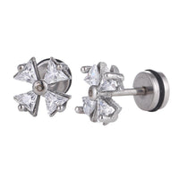 Load image into Gallery viewer, Fake Piercing Expander Kreuz Schleife Zirkonia weiß Schaubverschluss Edelstahl - chic - net.de
