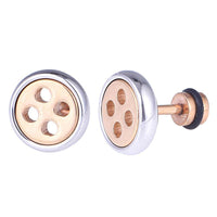Cargar imagen en el visor de la galería, Fake Piercing Expander rose goldener Ton Farben Knopf silber Edelstahl Schaubverschluss - chic - net.de
