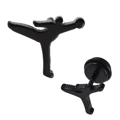 Fake Piercing Expander schwarz Mann Sportler Basketball Schaubverschluss Edelstahl - chic - net.de