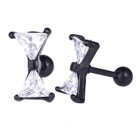 Load image into Gallery viewer, Fake Piercing Expander schwarz Schleife Zirkonia weiß Schaubverschluss Edelstahl - chic - net.de
