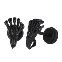 Load image into Gallery viewer, Fake Piercing Expander schwarz Skelett Hand Schaubverschluss Edelstahl - chic - net.de
