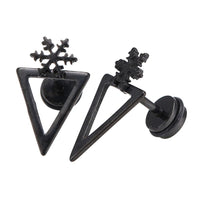 Load image into Gallery viewer, Fake Piercing Expander schwarz spitzes Dreieck Schneeflocke Schaubverschluss Edelstahl - chic - net.de
