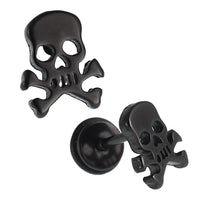 Load image into Gallery viewer, Fake Piercing Expander schwarz Totenkopf Gefahr Zeichen Schaubverschluss Edelstahl - chic - net.de
