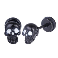 Load image into Gallery viewer, Fake Piercing Expander schwarz Totenkopf weiße Augen Schaubverschluss Edelstahl - chic - net.de
