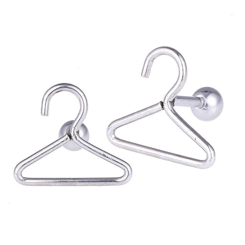 Fake Piercing Expander silber Farben Kleiderbügel Schaubverschluss Edelstahl - chic - net.de