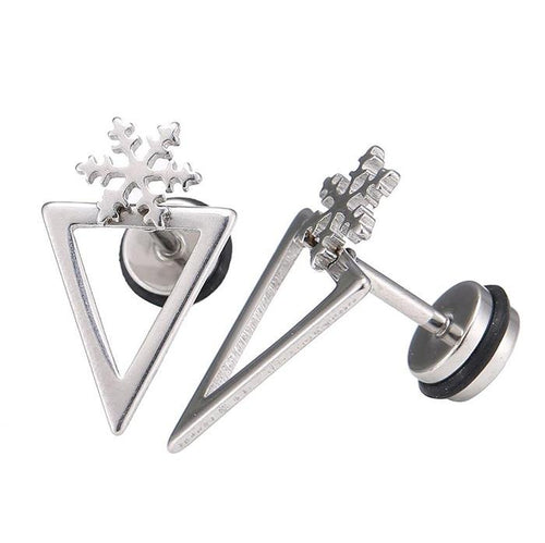 Fake Piercing Expander silber Farben spitzes Dreieck Schneeflocke Schaubverschluss Edelstahl - chic - net.de