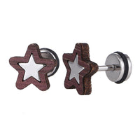 Load image into Gallery viewer, Fake Piercing Expander silber Farben Stern in Holzrahmen Schaubverschluss Edelstahl - chic - net.de
