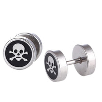 Load image into Gallery viewer, Fake Piercing Expander silber Farben Totenkopf Knochen schwarz Schaubverschluss Edelstahl - chic - net.de
