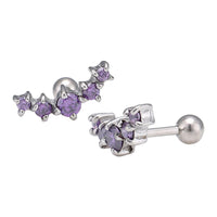 Load image into Gallery viewer, Fake Piercing Expander silberfarben fünf lila Zirkonia Steine Schaubverschluss Edelstahl - chic - net.de

