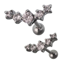 Load image into Gallery viewer, Fake Piercing Expander silberfarben fünf rosa Zirkonia Steine Schaubverschluss Edelstahl - chic - net.de
