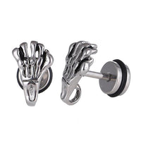 Cargar imagen en el visor de la galería, Fake Piercing Expander silberfarben Skelett Hand Schaubverschluss Edelstahl - chic - net.de
