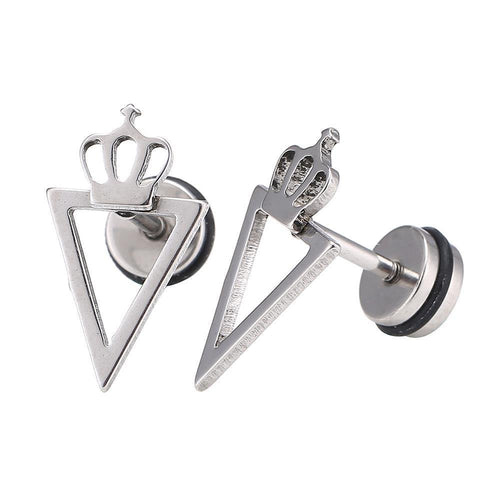 Fake Piercing Expander silberfarben spitzes Dreieck Krone Schaubverschluss Edelstahl - chic - net.de