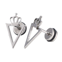 Load image into Gallery viewer, Fake Piercing Expander silberfarben spitzes Dreieck Krone Schaubverschluss Edelstahl - chic - net.de
