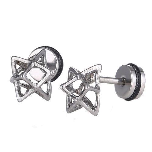 Fake Piercing Expander silberfarben Stern aus Dreiecken 3D Schaubverschluss Edelstahl - chic - net.de