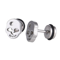 Load image into Gallery viewer, Fake Piercing Expander Totenkopf silberfarben Schraubverschluss Edelstahl - chic - net.de
