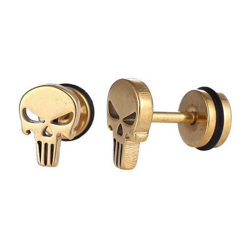 Fake Piercing Expander Totenkopf Zähne lang goldfarben Schraubverschluss Edelstahl - chic - net.de