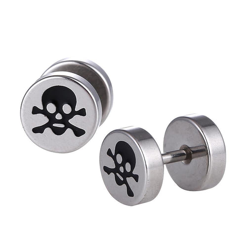 Fake Piercing Expander Totenkopf Zeichen silberfarben Schraubverschluss Edelstahl - chic - net.de