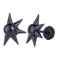 Load image into Gallery viewer, Fake Piercing Expander Zacken schwarzer Stein schwarz Schraubverschluss Edelstahl - chic - net.de
