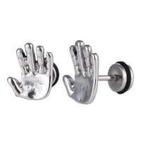 Cargar imagen en el visor de la galería, Fake Piercing Finger Hand High Five Edelstahl Schraubverschluss silberfarben - chic - net.de
