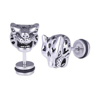 Cargar imagen en el visor de la galería, Fake Piercing Geparden Kopf Edelstahl Schraubverschluss silberfarben - chic - net.de

