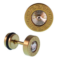 Load image into Gallery viewer, Fake Piercing golden rund klein Zirkonia Stein weiß quadratisches Muster Edelstahl - chic - net.de
