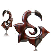 Load image into Gallery viewer, Fake Piercing Narraholz Blumenspirale Edelstahl Organic Tribal Holz - chic - net.de
