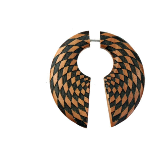 Fake Piercing Ohrring Sawo Holz Kreis Wirbel Strudel - chic - net.de