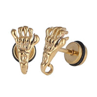 Cargar imagen en el visor de la galería, Fake Piercing Schraubverschluss Expander goldfarben Skelett Hand Edelstahl - chic - net.de
