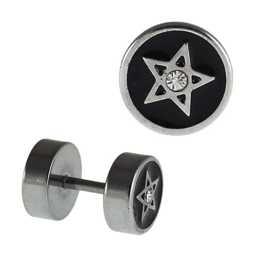Fake Piercing silberfarben Davidsstern klein Zirkonia weiß mini 7 mm Edelstahl - chic - net.de