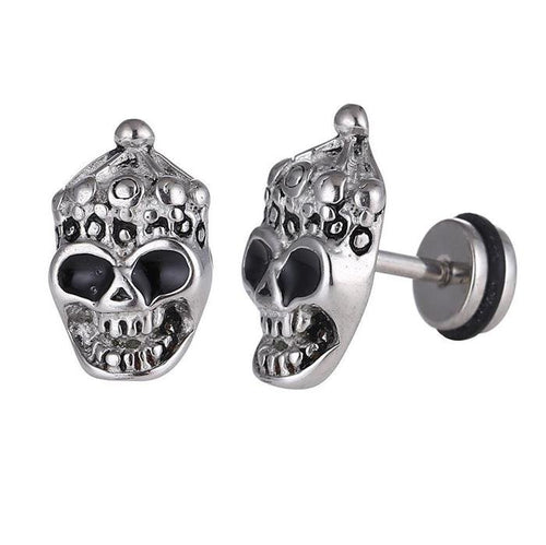 Fake Piercing Totenkopf groß mit Mütze Kugel Edelstahl Schraubverschluss silberfarben - chic - net.de