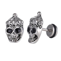 Cargar imagen en el visor de la galería, Fake Piercing Totenkopf groß mit Mütze Kugel Edelstahl Schraubverschluss silberfarben - chic - net.de
