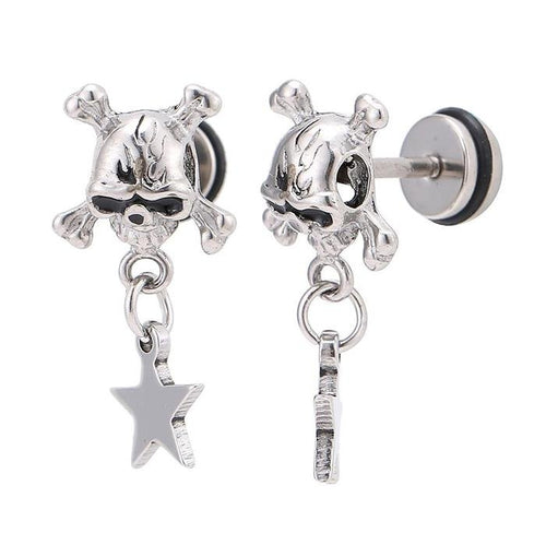 Fake Piercing Totenkopf Knochen Stern Anhänger Schraubverschluss silberfarben - chic - net.de