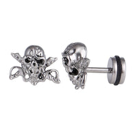Cargar imagen en el visor de la galería, Fake Piercing Totenkopf kreuzt Schwerter Edelstahl Schraubverschluss silber Farben - chic - net.de
