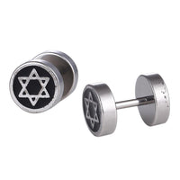 Load image into Gallery viewer, Fake Plug Edelstahl schwarz silbern Stern doppelt - chic - net.de
