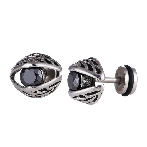 Fake Plug Piercing Edelstahl silberfarben Flügel Zirkonia Stein schwarz Ohrstecker - chic - net.de