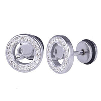 Load image into Gallery viewer, Fake Plug Piercing Edelstahl silberfarben Rand Zirkonia Steine Totenkopf Schädel - chic - net.de
